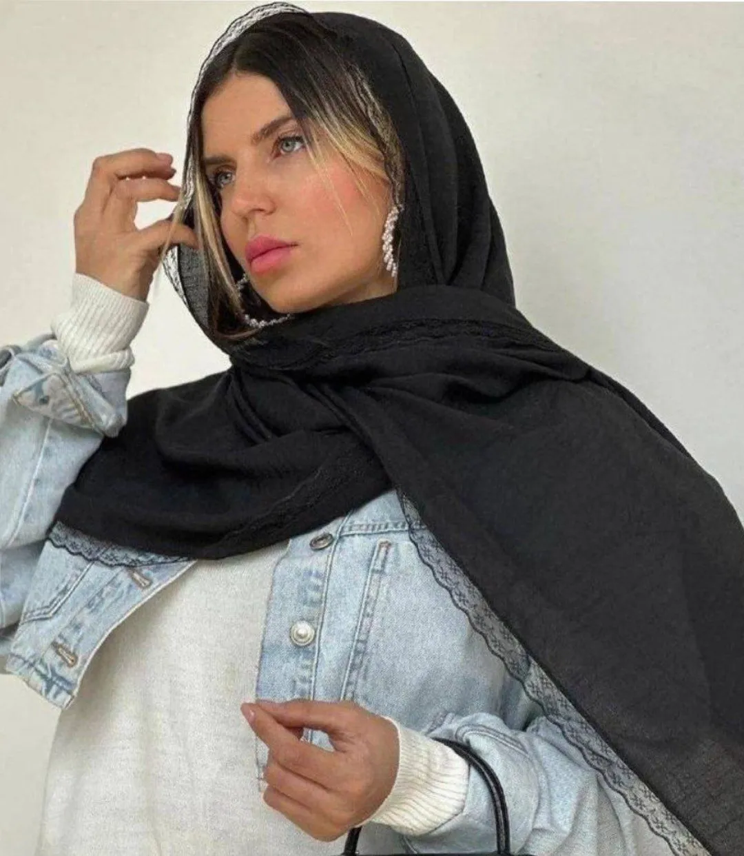 شال وال اسلپ لب دانتل جت بلک
